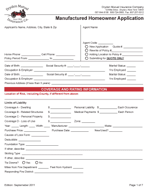 Manufactured Homeowner Application