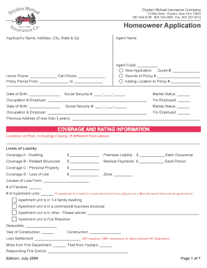 New York Homeowner Insurance Application