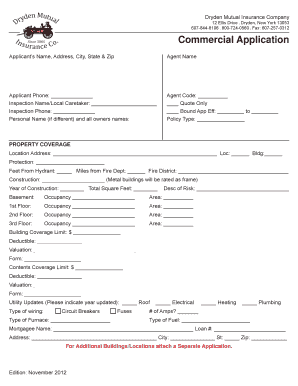 Commercial Property Insurance Application