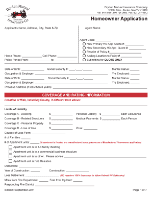 Homeowner Insurance Application