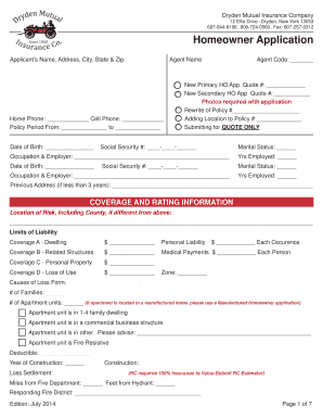 Homeowner Insurance Application