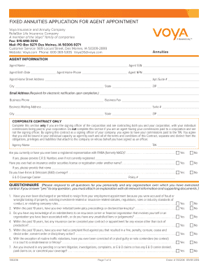 Voya Fixed Annuities Application for Agent Appointment