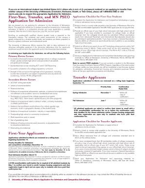University of Minnesota Morris Application for Admission and Competitive Scholarships