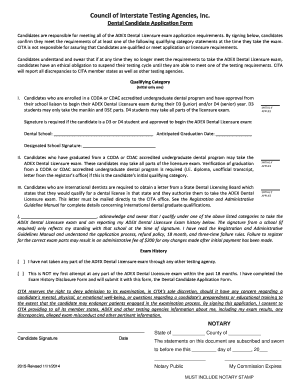 ADEX Dental Licensure Exam Application