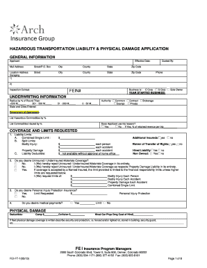 Hazardous Transportation Liability Application