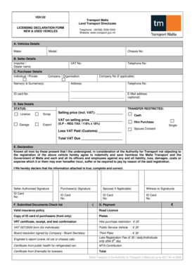Malta Vehicle Licensing Declaration Form