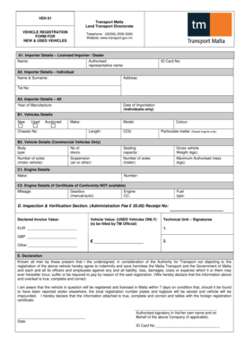 Malta Vehicle Registration Form