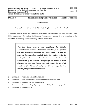Form 4 English Listening Comprehension Exam