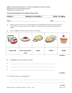 Home Economics Exam Form 3