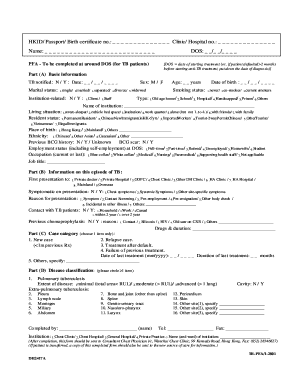 Tuberculosis Patient Follow-Up Form