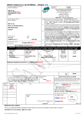 Hong Kong Import Licence Form 3