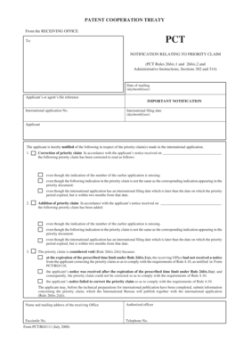 PCT Notification Relating to Priority Claim