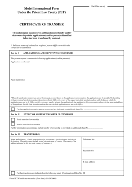Certificate of Transfer Under Patent Law Treaty