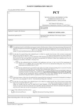 PCT Notification Concerning Later Submitted Parts