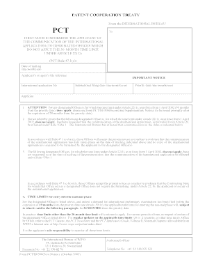 PCT First Notice for Patent Application