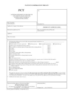 PCT Acknowledgement of Receipt