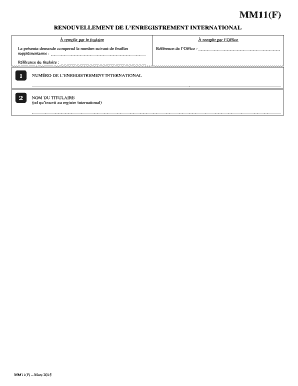 Formulaire de renouvellement de l’enregistrement international