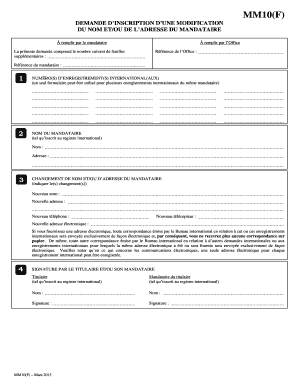 DEMANDE D’INSCRIPTION D’UNE MODIFICATION DU NOM ET/OU DE L’ADRESSE DU MANDATAIRE