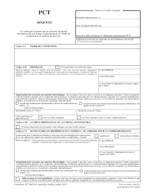 Formulaire de demande internationale PCT
