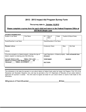 Impact Aid Program Survey Form