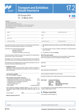 Transport and Exhibition Goods Insurance Form 17.2