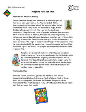 Pumpkin Reading Passage and Activities