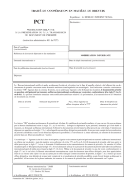 NOTIFICATION RELATIVE À LA PRÉSENTATION OU À LA TRANSMISSION DU DOCUMENT DE PRIORITÉ