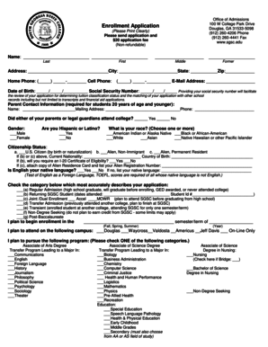 South Georgia State College Enrollment Application