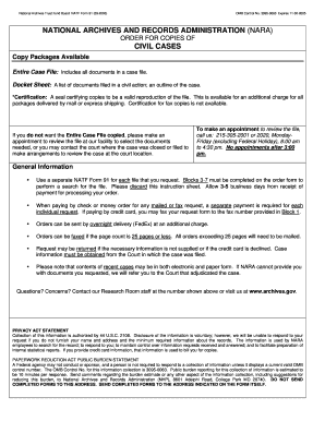NARA Order for Copies of Civil Cases