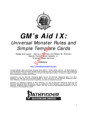 GM's Aid IX: Universal Monster Rules and Simple Template Cards