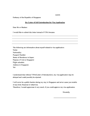 Letter of Self-Introduction for Visa Application