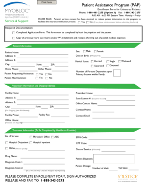 Patient Assistance Program Enrollment Form