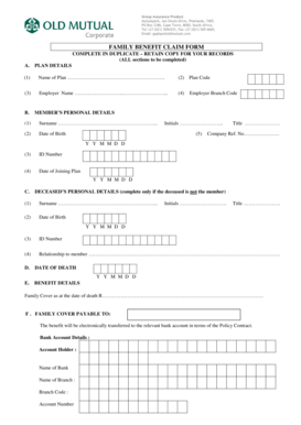 Family Benefit Claim Form