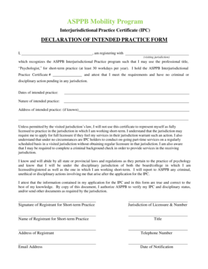 ASPPB Interjurisdictional Practice Certificate Declaration