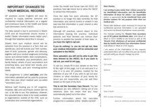 UK Medical Records Opt-Out Form