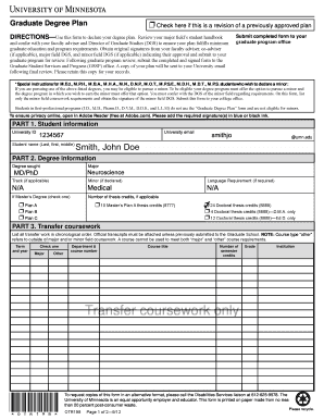 Graduate Degree Plan Form