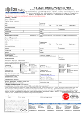 Victoria Adjudication Application Form
