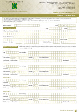 Oasis Pension Annuity Beneficiary Change Form