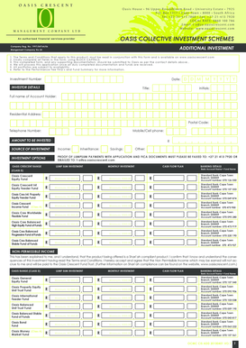 Oasis Collective Investment Scheme Application Form