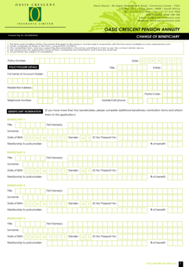 Oasis Crescent Pension Annuity Beneficiary Change Form
