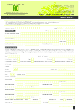 Oasis Collective Investment Scheme Change Details Form