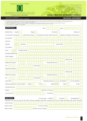 Oasis Crescent Retirement Annuity Fund Application Form