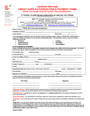 Orange County Convention Center Exhibitor Services Order Form