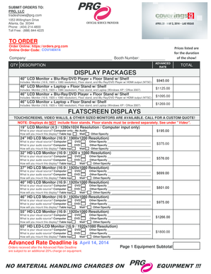 PRG Trade Show Equipment Order Form