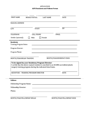 ASPS Residents and Fellows Forum Application