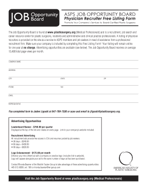 Physician Recruiter Free Listing Form