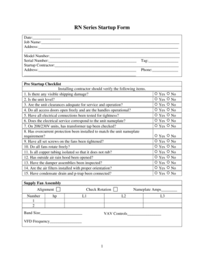 HVAC System Startup Checklist Form