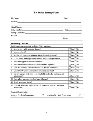 LN Series Startup Form