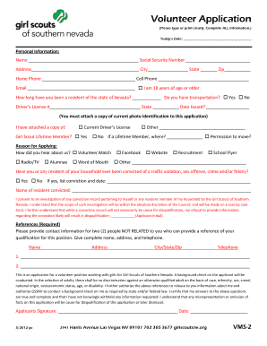 Girl Scouts of Southern Nevada Volunteer Application