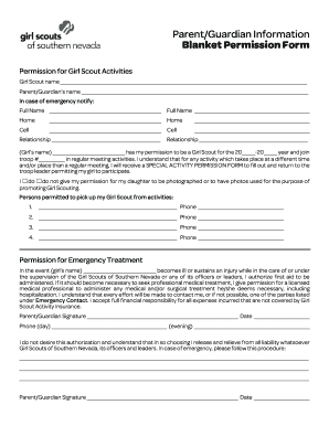 Girl Scout Blanket Permission Form